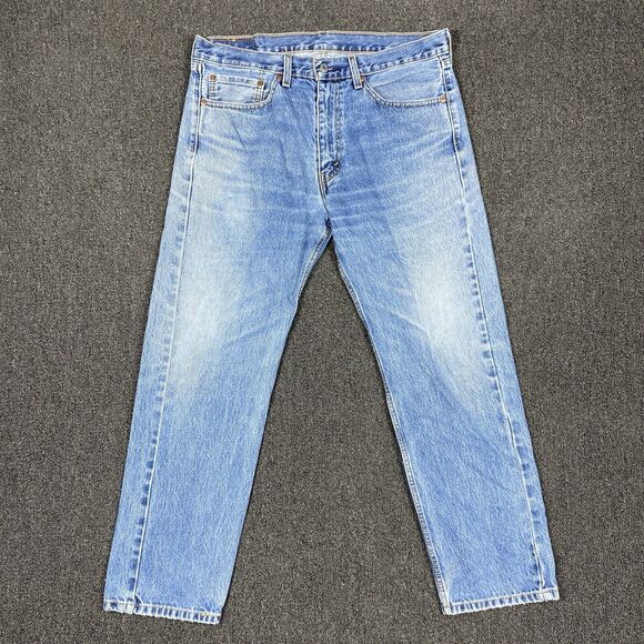 Levis 505 Jeans Men Blue Straight Leg Regular Fit Medium Wash Jeans Size 36x30 - Picture 1 of 5